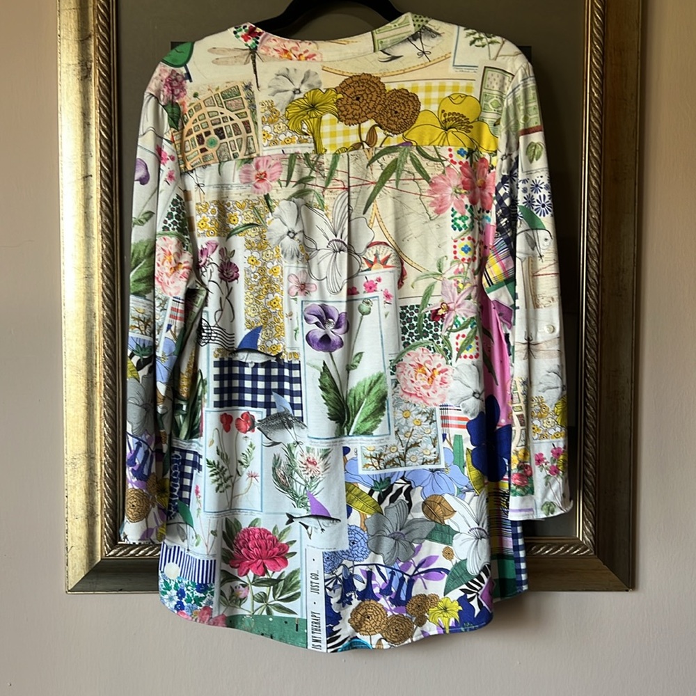 Vilagallo Multicolor Floral Patchwork Blouse Tuni… - image 6